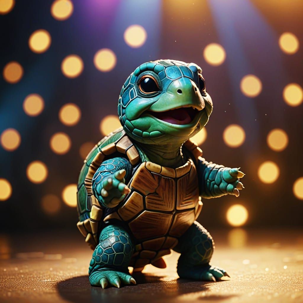 Baby turtle singing in a school play