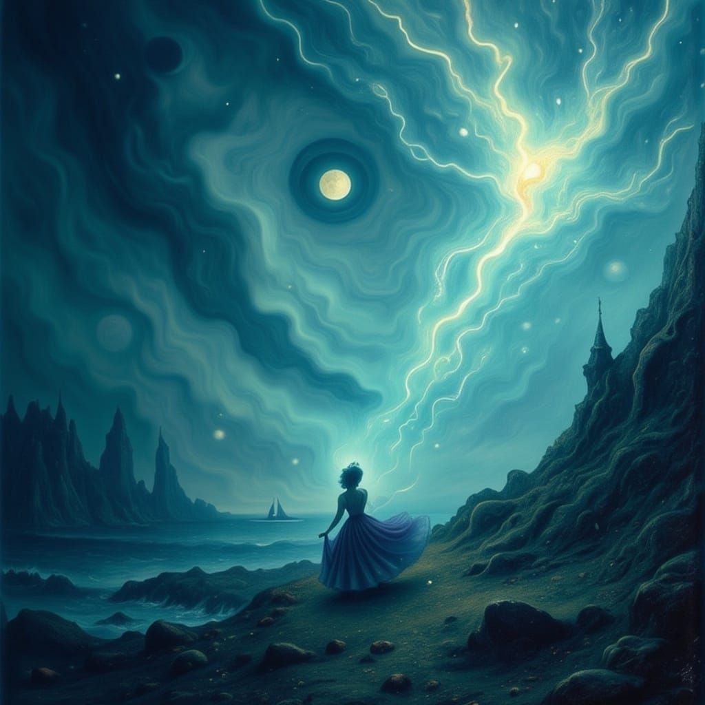 <lora:FS Spellcasting 230:1.0> (coiled tightly brighty bands of sanded polished wisps of fog creeping under thunderclouds and choking mounds...