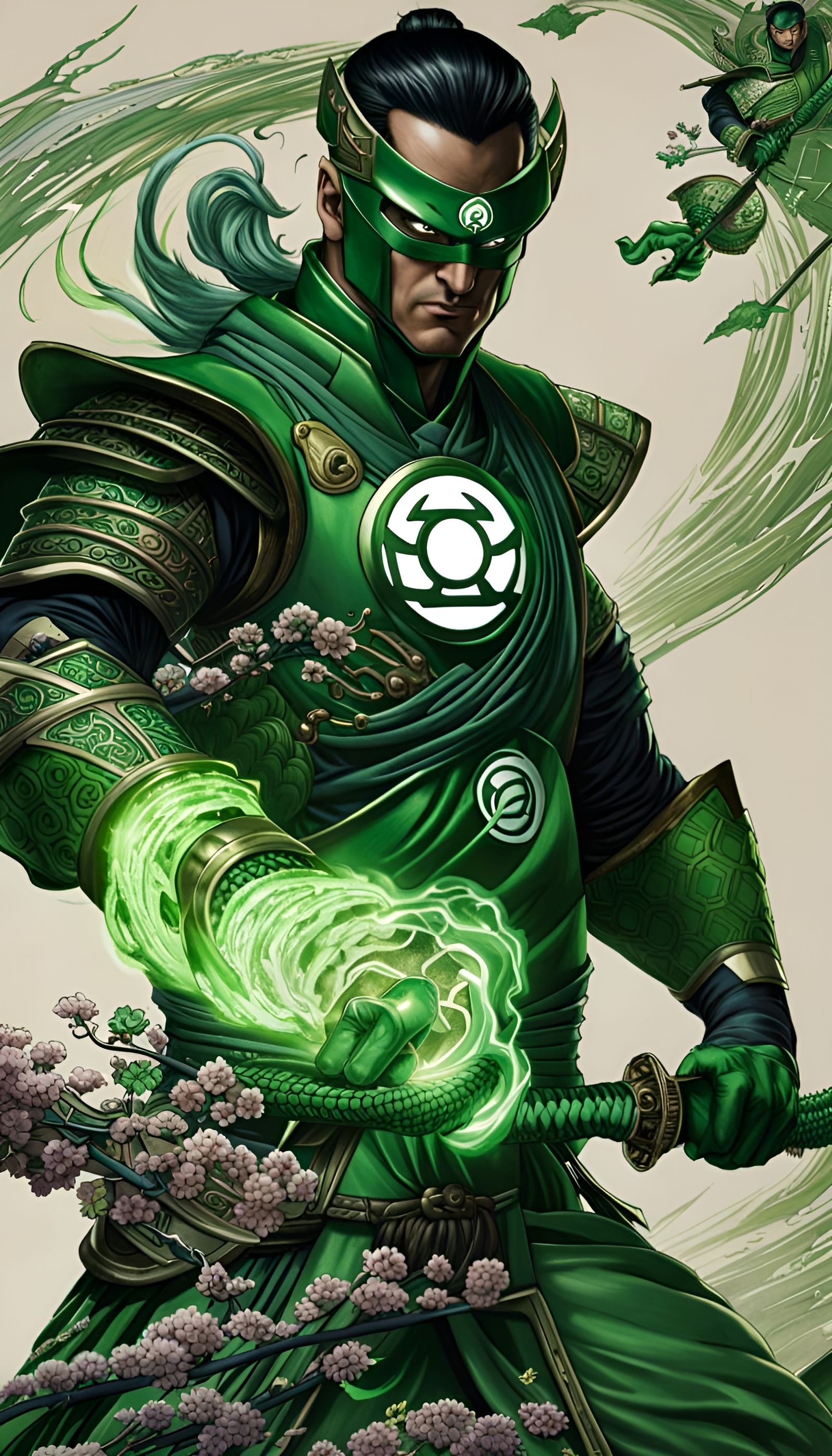 Green lantern as a Japanese samurai, concept art, hyper detailed ...