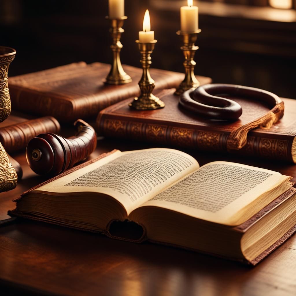 Jewish Prayer Still Life in Dark Academia Style