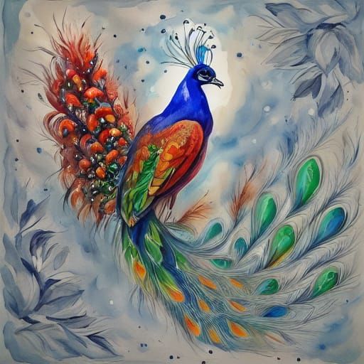 Festive Peacock Prances in Christmas Wonderland