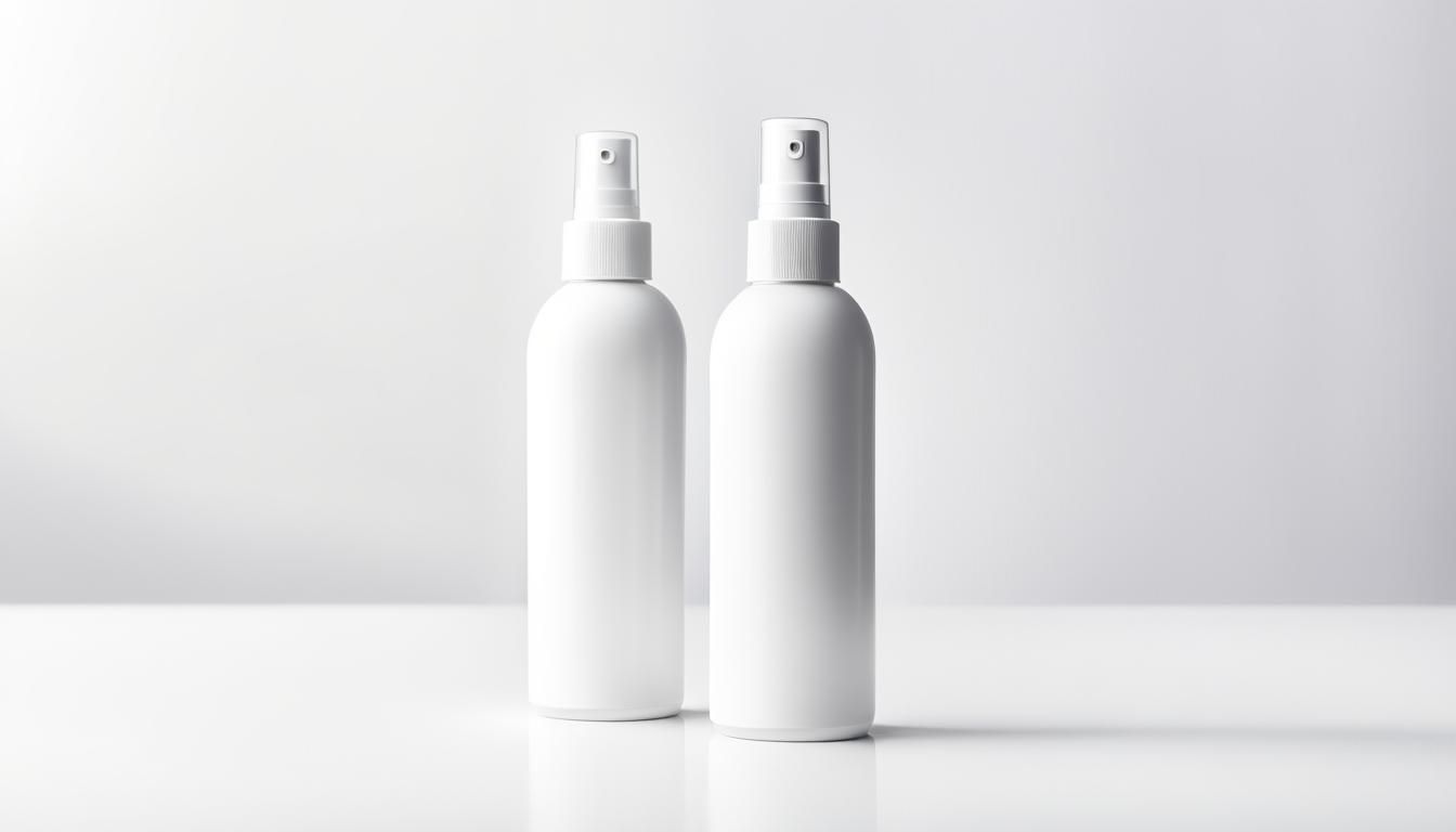 Cosmetic spray bottle isolated on white background. body spr...