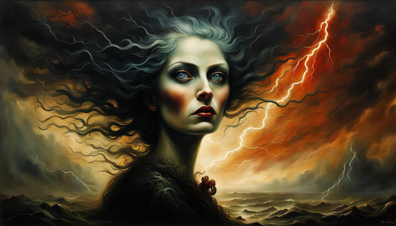 Thunderstorm woman  by @Strangery