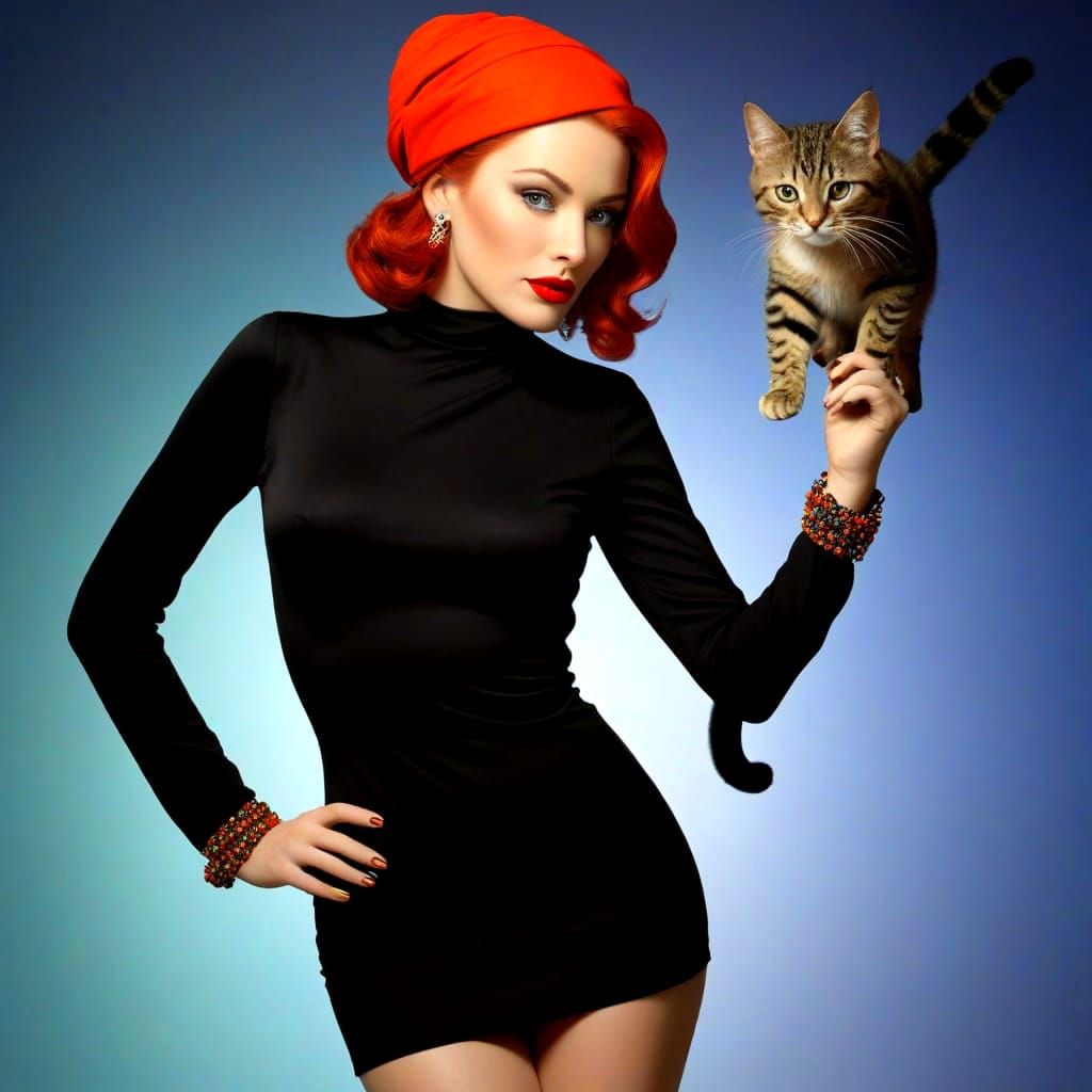 Elegant Lady in Vibrant Surreal Landscape