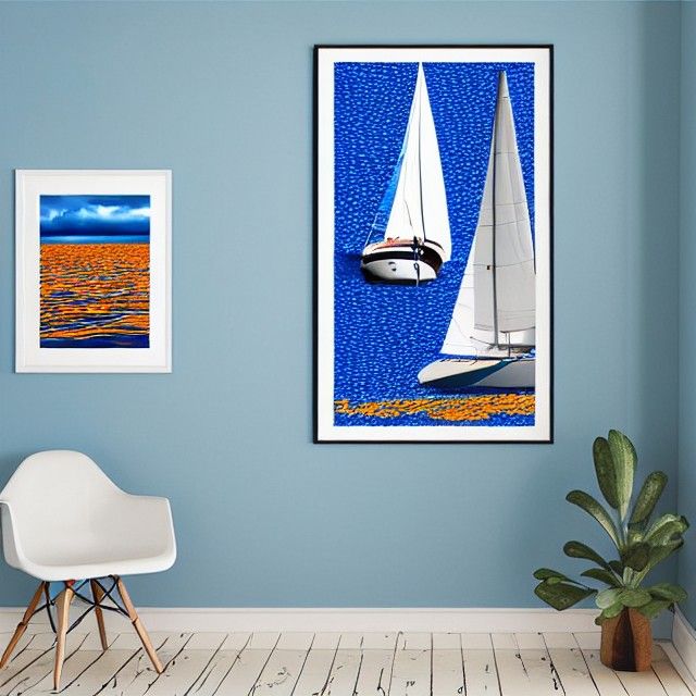 A magic eye 3D Stereo poster of a sailboat