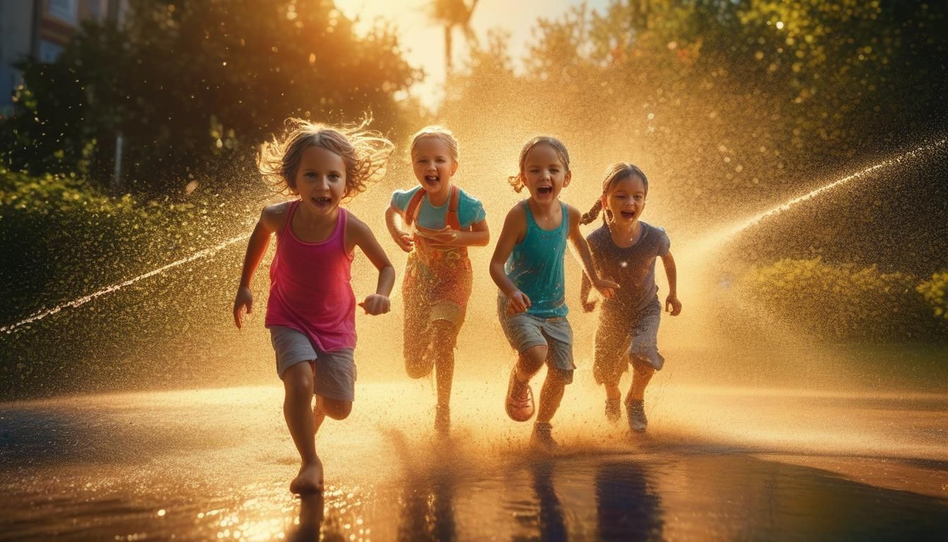  Running Through the Sprinkler  by @Xerraire