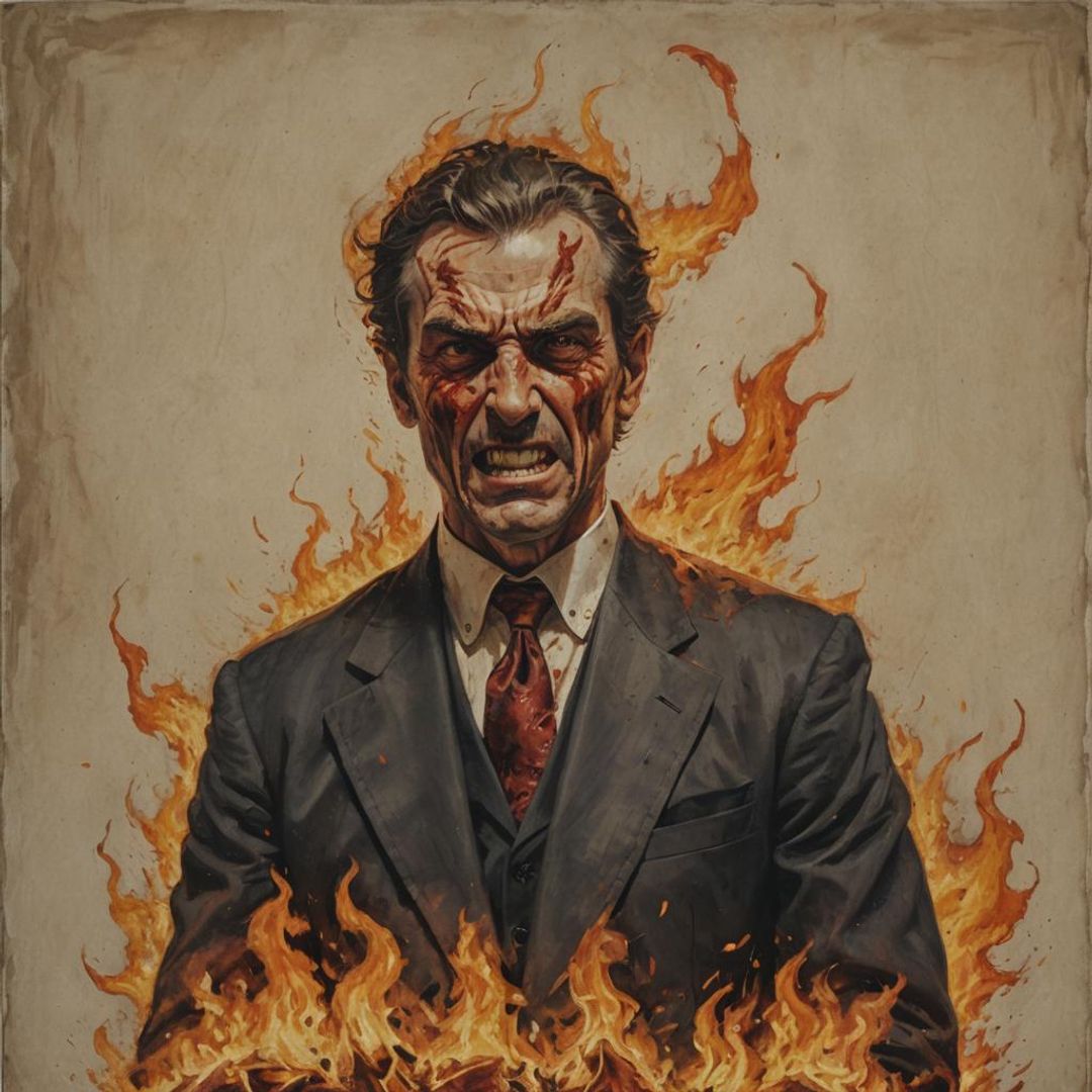 A formal portrait of a man filled with burning rage - AI Generated ...