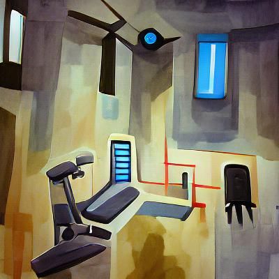Mind control facility minimalist gouache