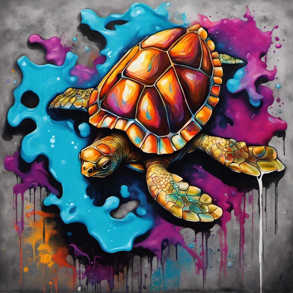 Quintessence Turtle Graffiti Art, Splash Art, Street Art, Spray Paint 