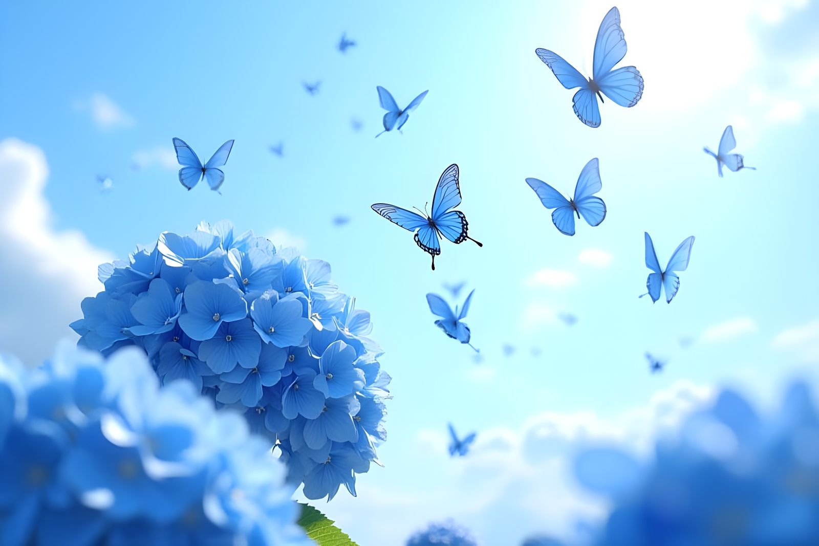 Blue Mopheads and Morphos  by @Gary Murakami