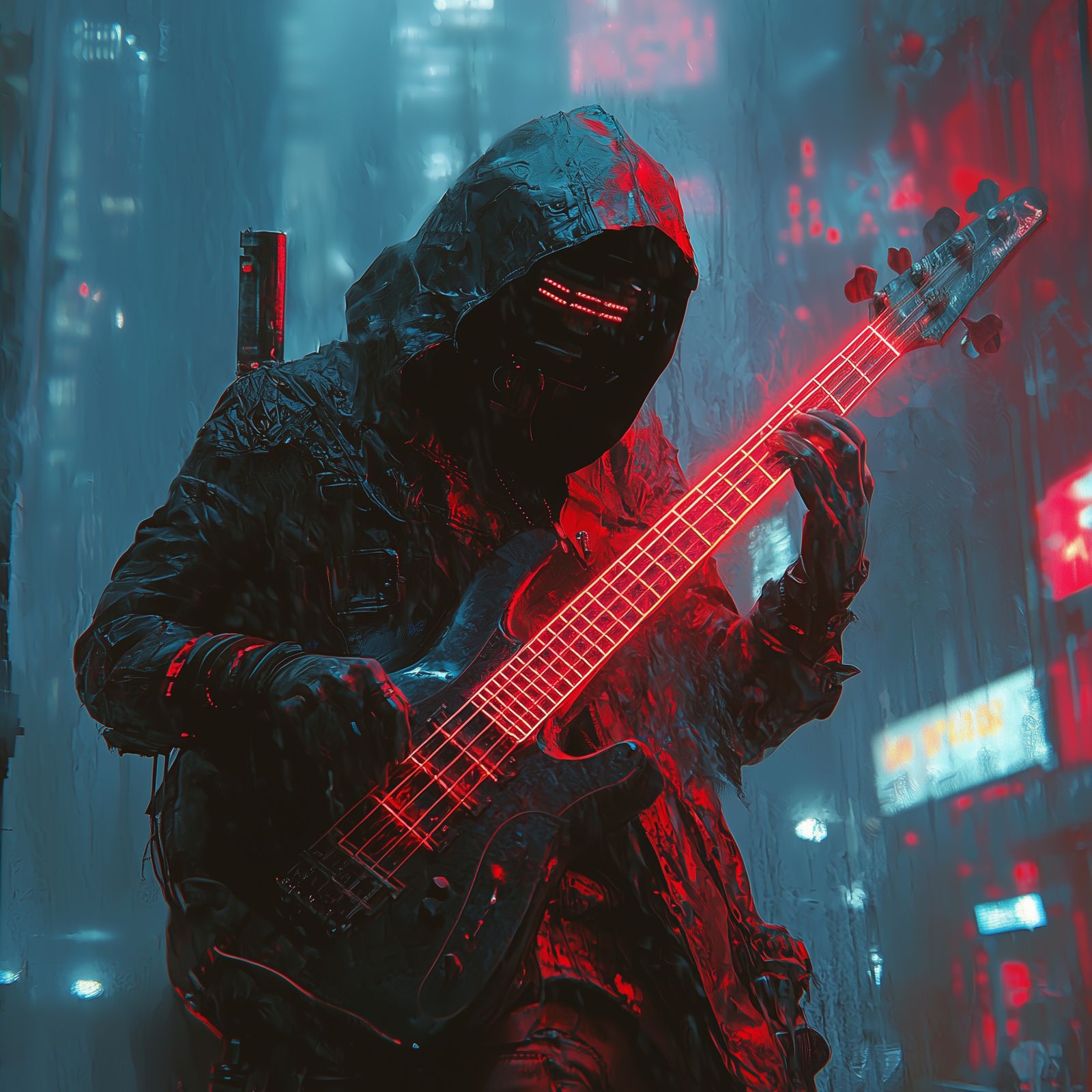 Bass Playing in Neon