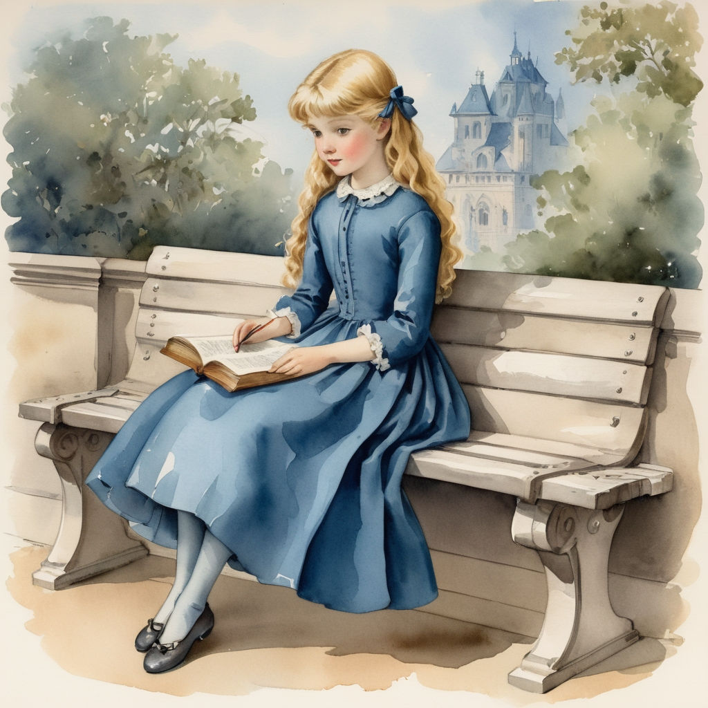 Girl sitting on a bench