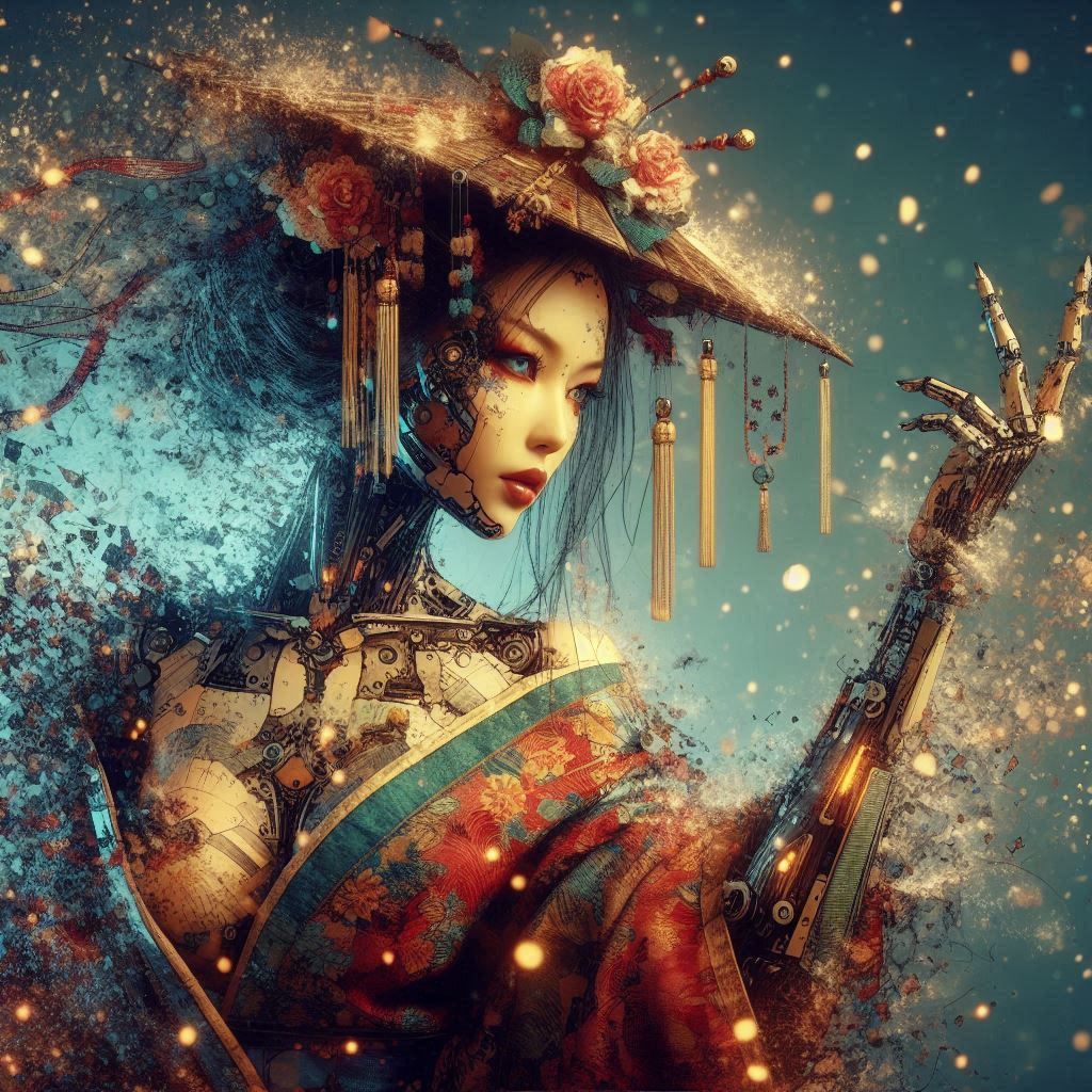 double exposure beautiful fantasy DALL-E 3 portrait landscap...
