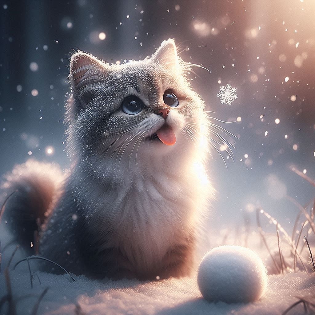 Fluffy’s First Snowfall