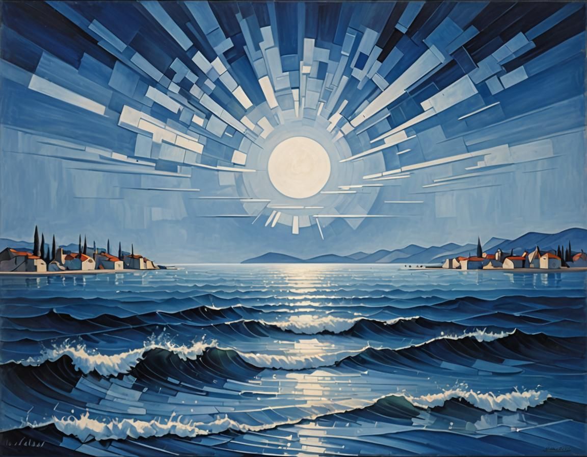 "beautiful landscape of horizon sea, clear sky entirely dominated by shades of blue, from pale blue to ...  by @Giulia