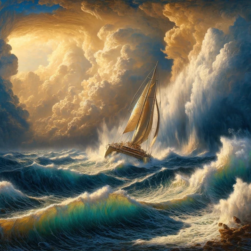 Epic Sailboat In Storm