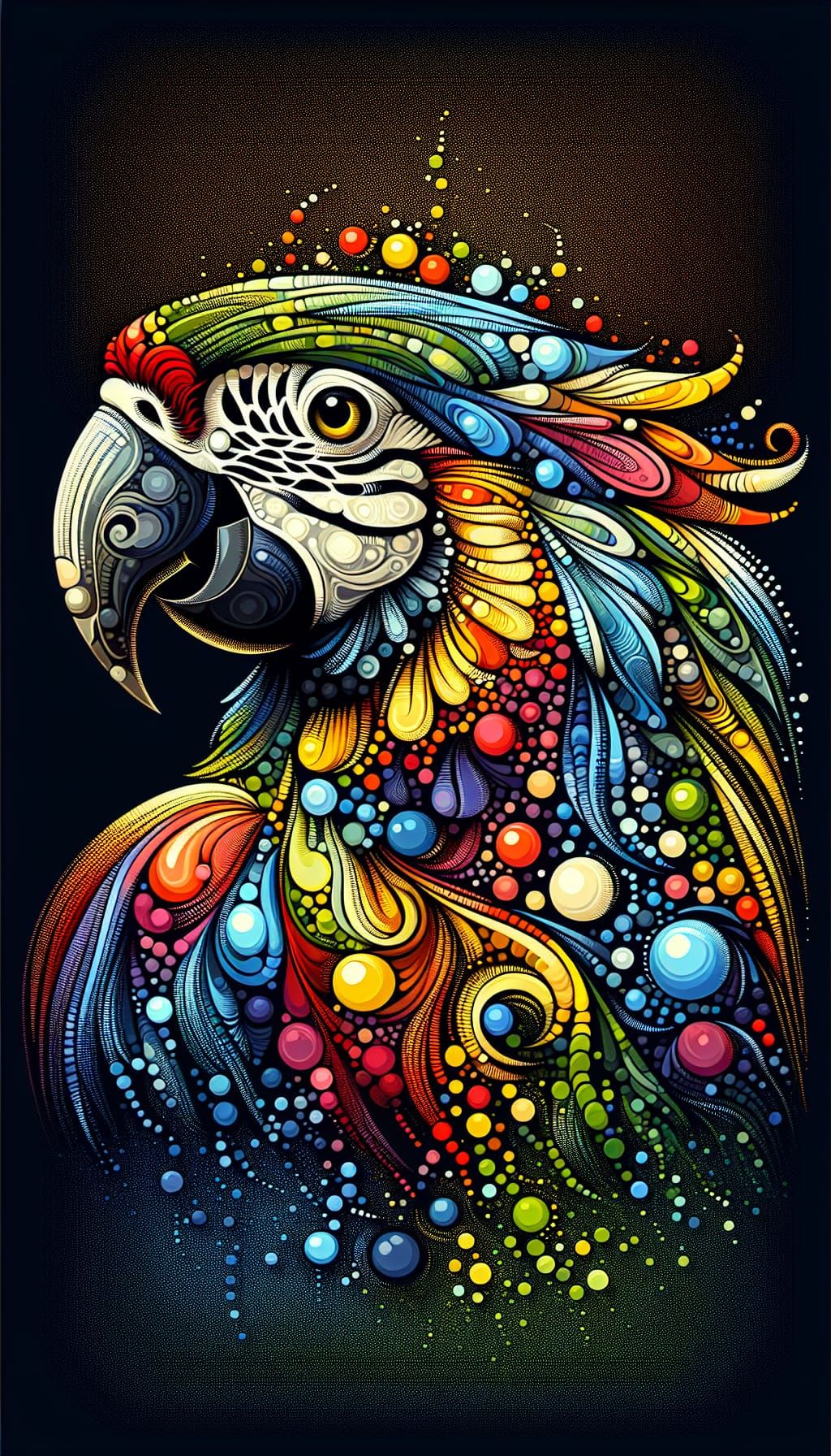 Colorful parrot, abstract art complementary colors fine deta...