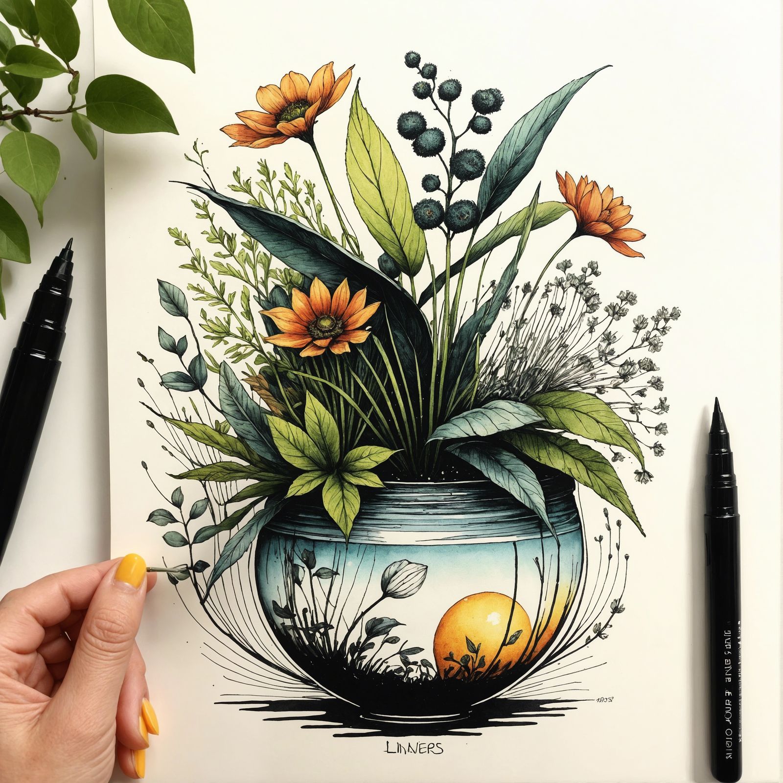 botanical ink drawings