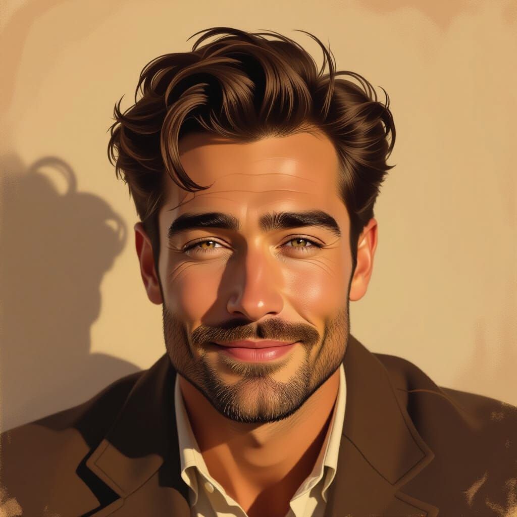 Gentle Man Winks with Empathetic Eye