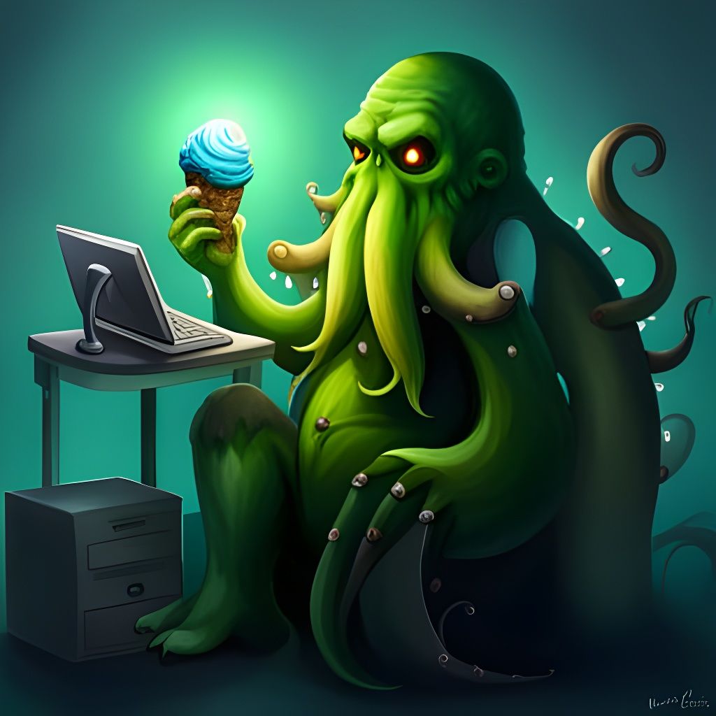 Cthulhu stressed with his rating in the daily  by @Lisi