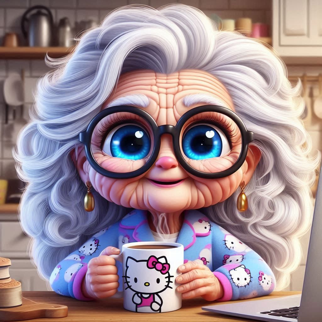 the cute granny wish a good morning