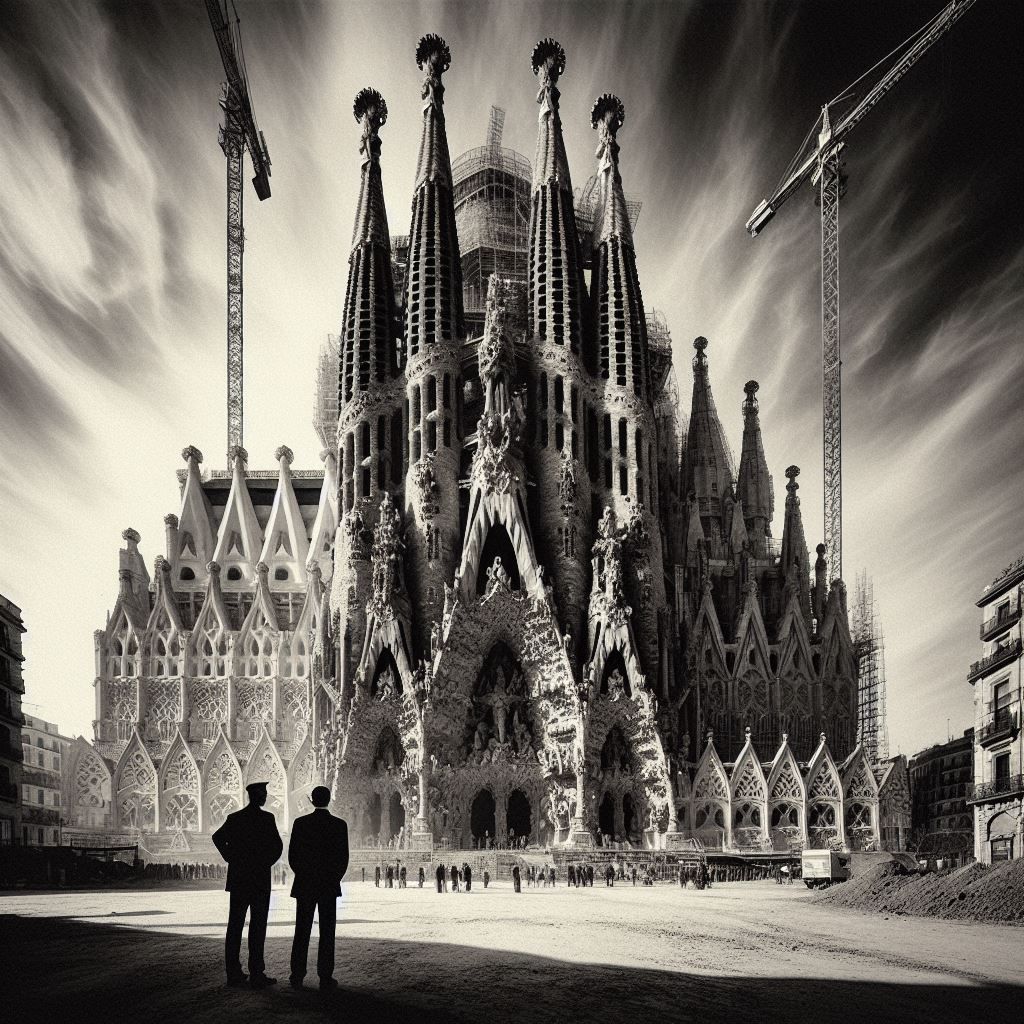 Gothic-style cathedral under construction