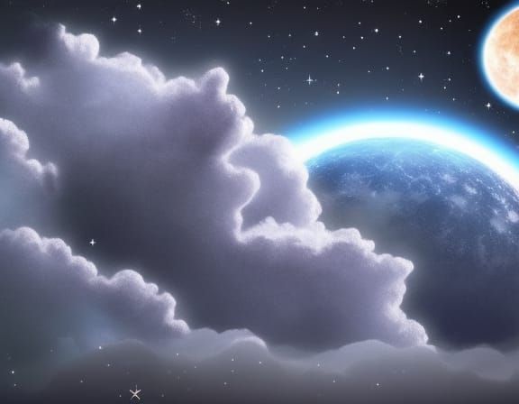 Ethereal Fox in Cosmic Dreamscape: 3D Digital Art