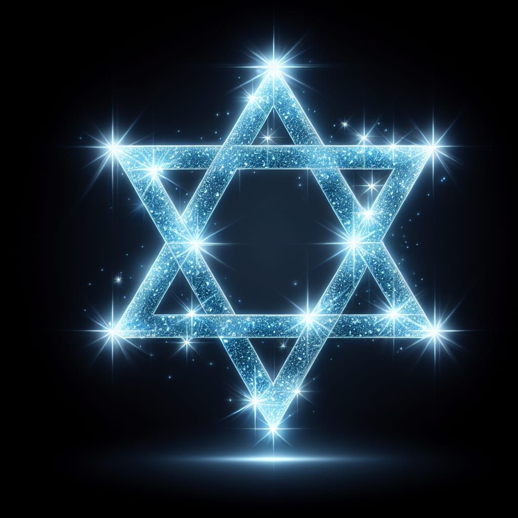 Radiant Star of David on Black Background
