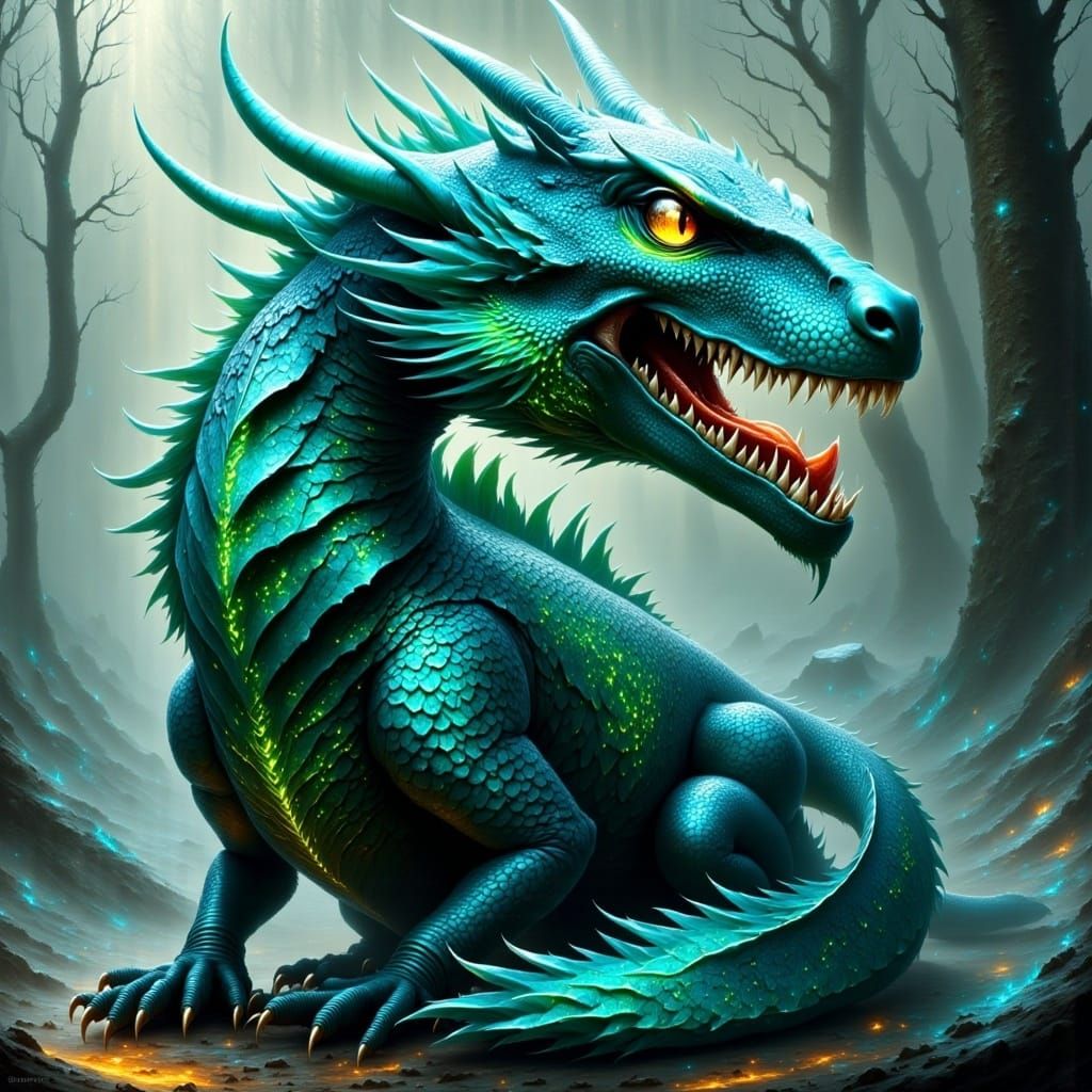  <lora:Inconceivable Flux:1.0> A wolf dragon hybrid 