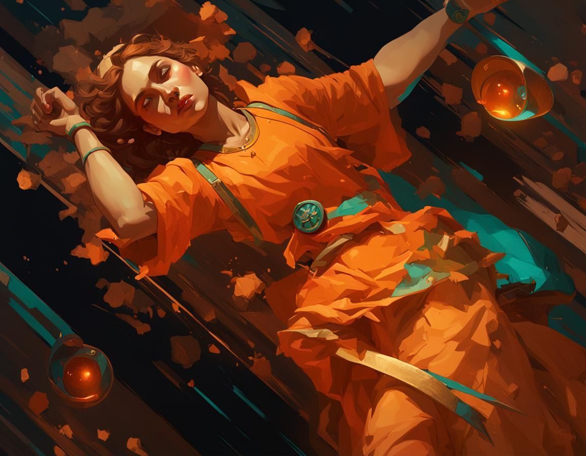 Dynamic Lighting Concept Art in Orange and Teal