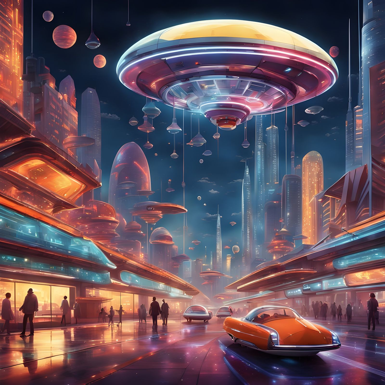 Retro-Futuristic Metropolis  by @Textualcreation