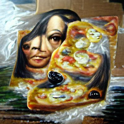 Mona Pizza oil paint