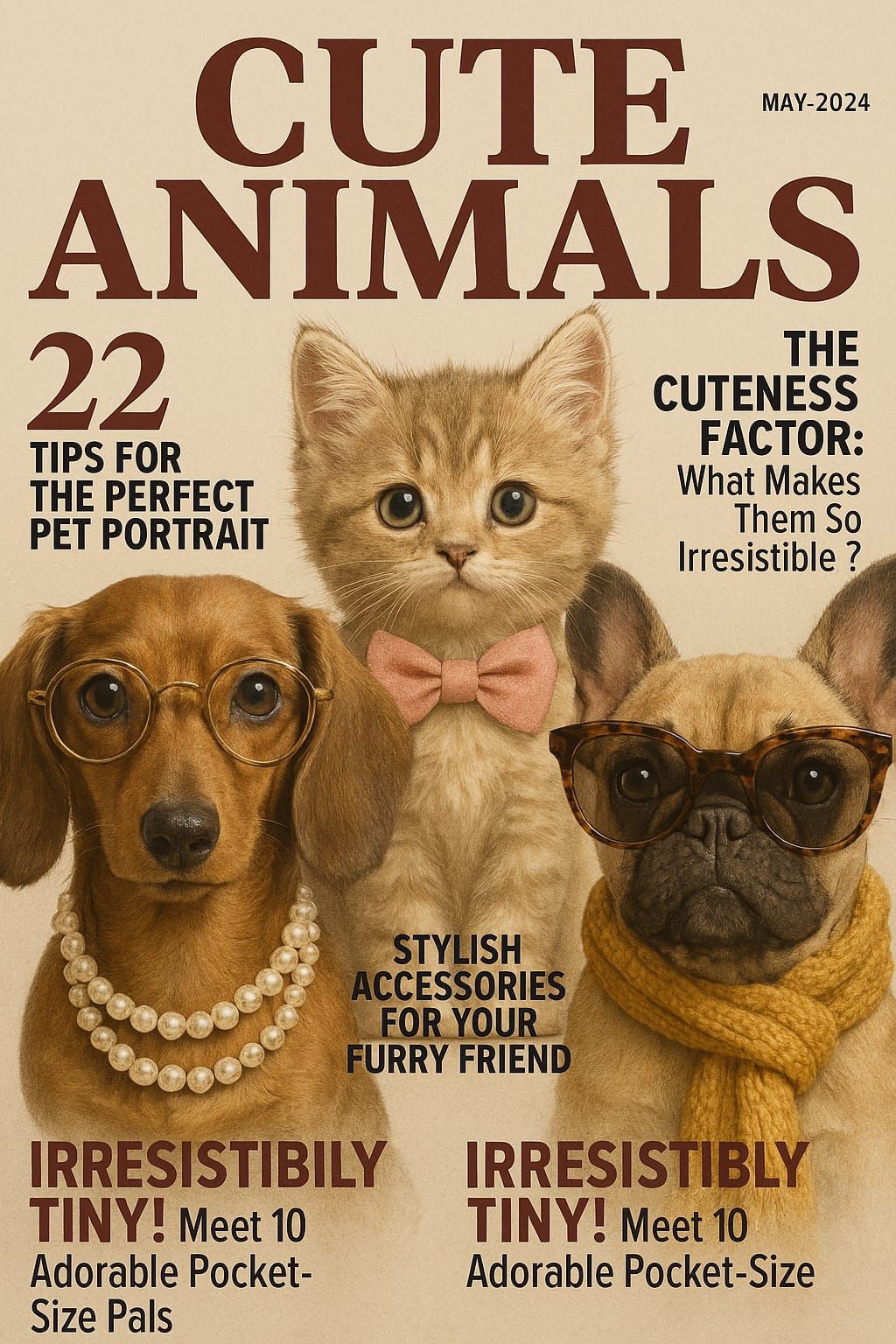 Magazine Cover for 'CUTE ANIMALS'