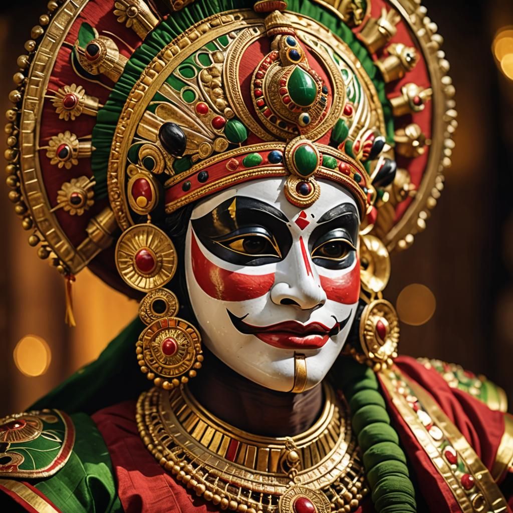 Traditional Kathakali Mask worn by Kathakali classical dance...