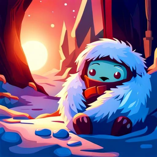 Cute little yeti sleeping cozy