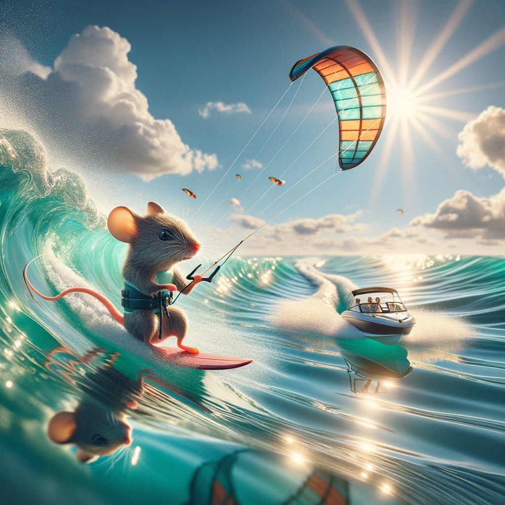 mouse kite surfing  by @God of winter 