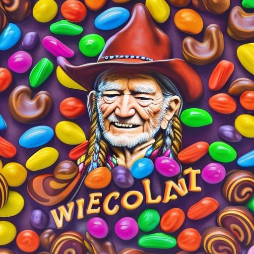Willie Nelson and the chocolate factory AI Generated Artwork