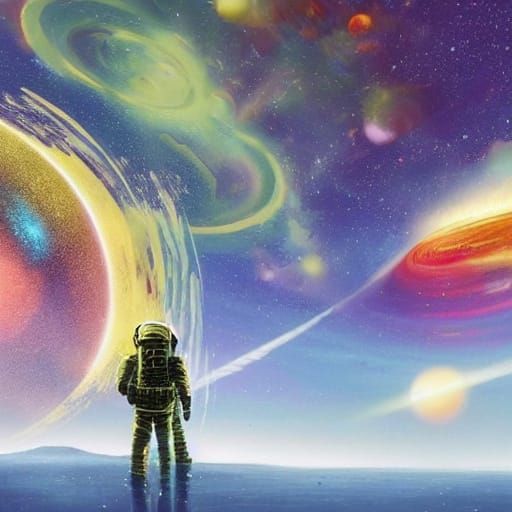 Ethereal Astronaut in Cosmic Dreamscape