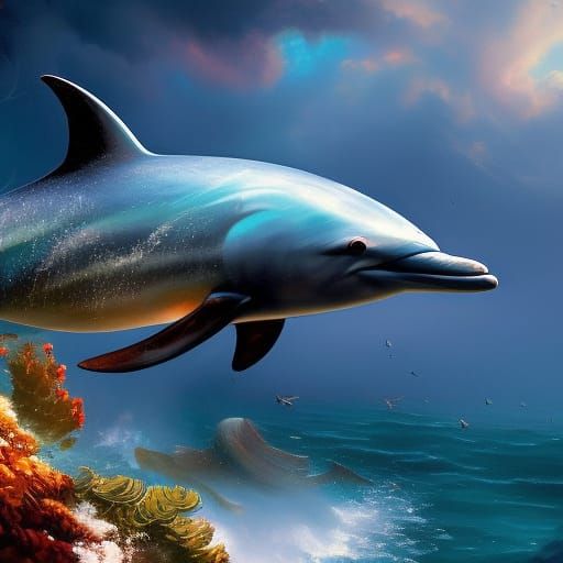 A mermaid riding a dolphin with AK-47 in her hands

; 8k res...