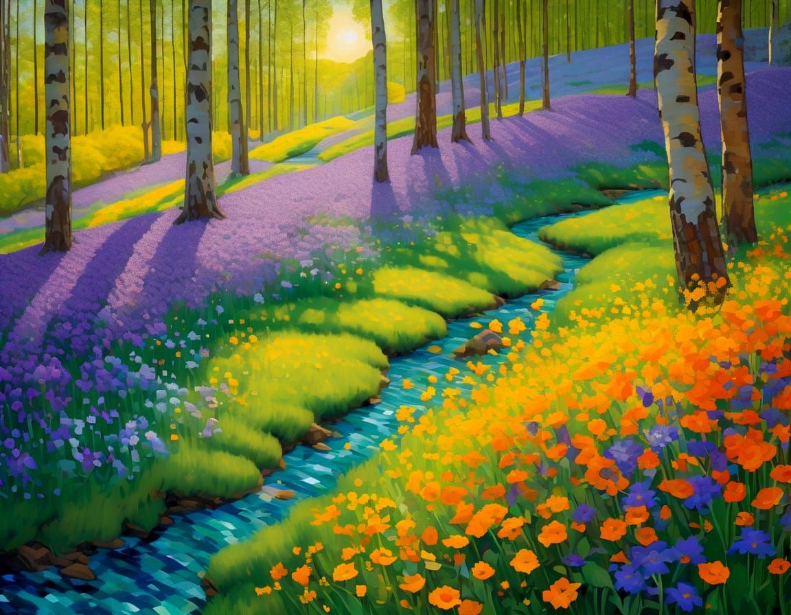 Spring, in the style of Gustav Klimt  by @DavidP