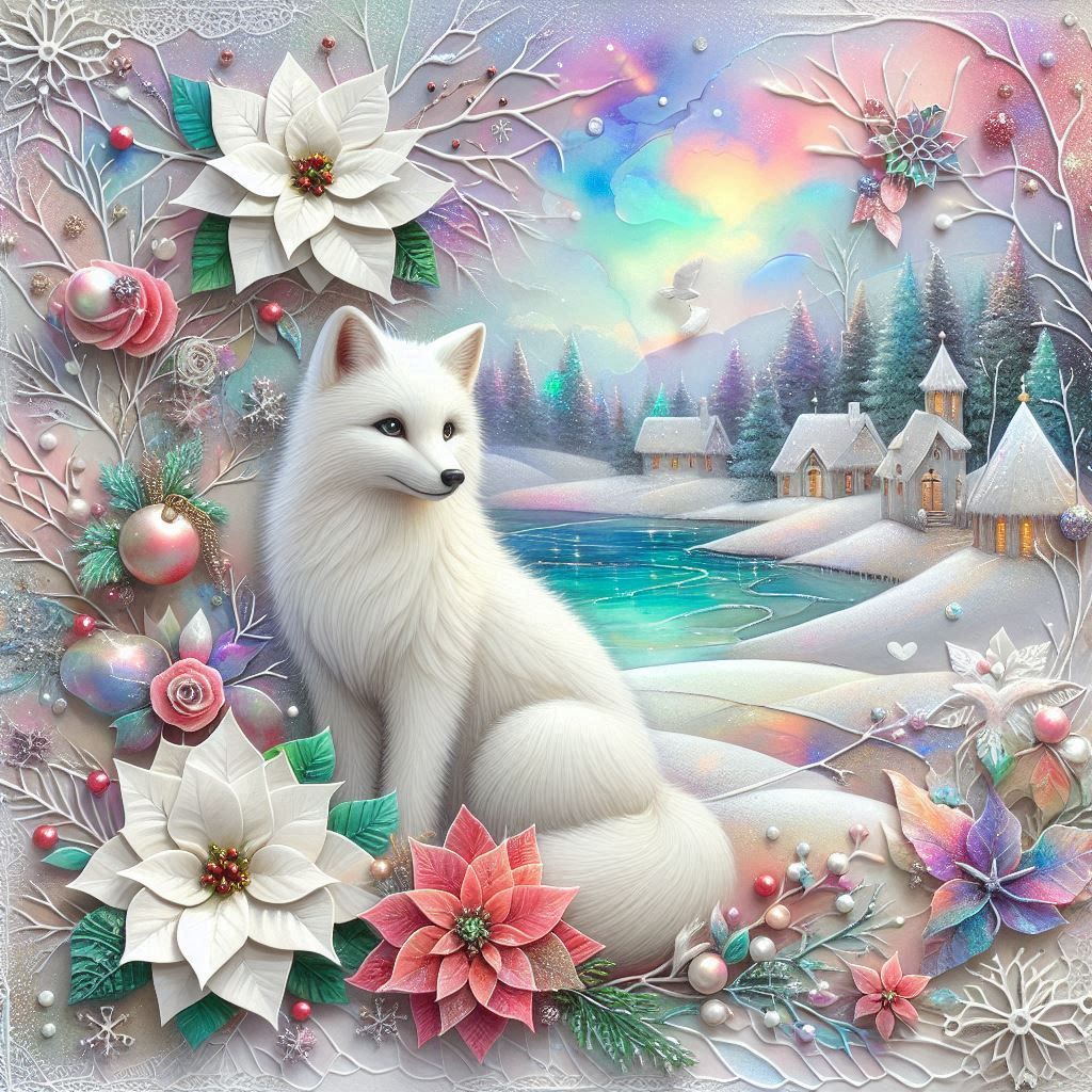 Arctic Fox collage in a beautiful winter setting