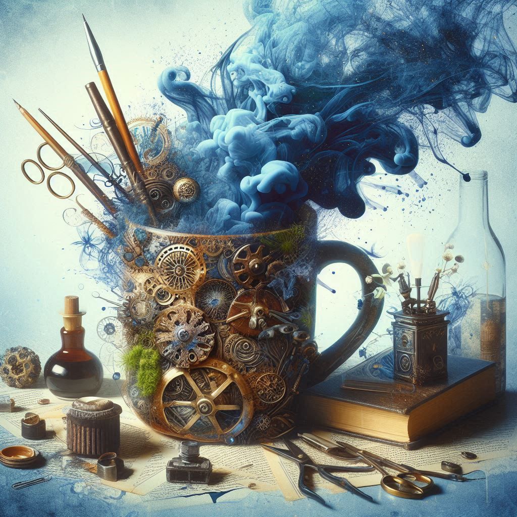 Blue mug steampunk
