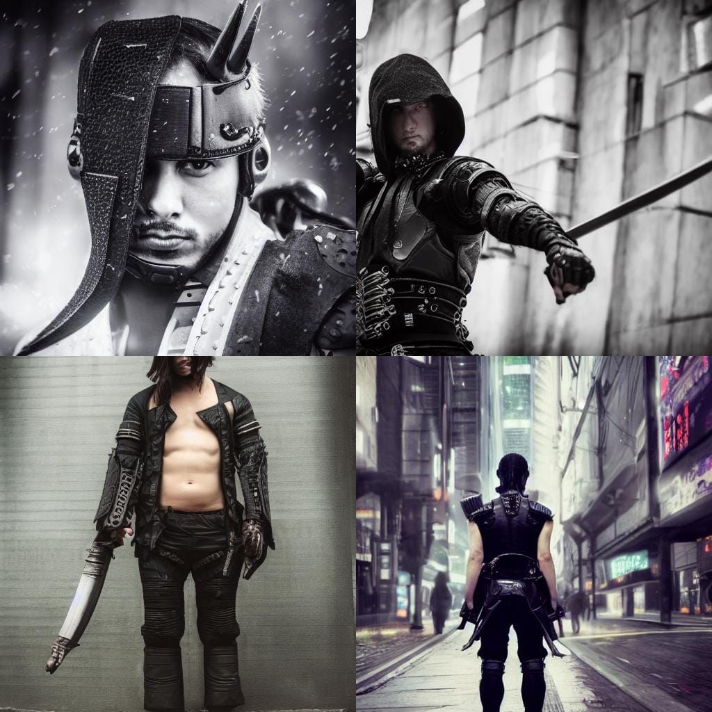 best quality,Depth of field,medium shot,cyberpunk,male,assas...