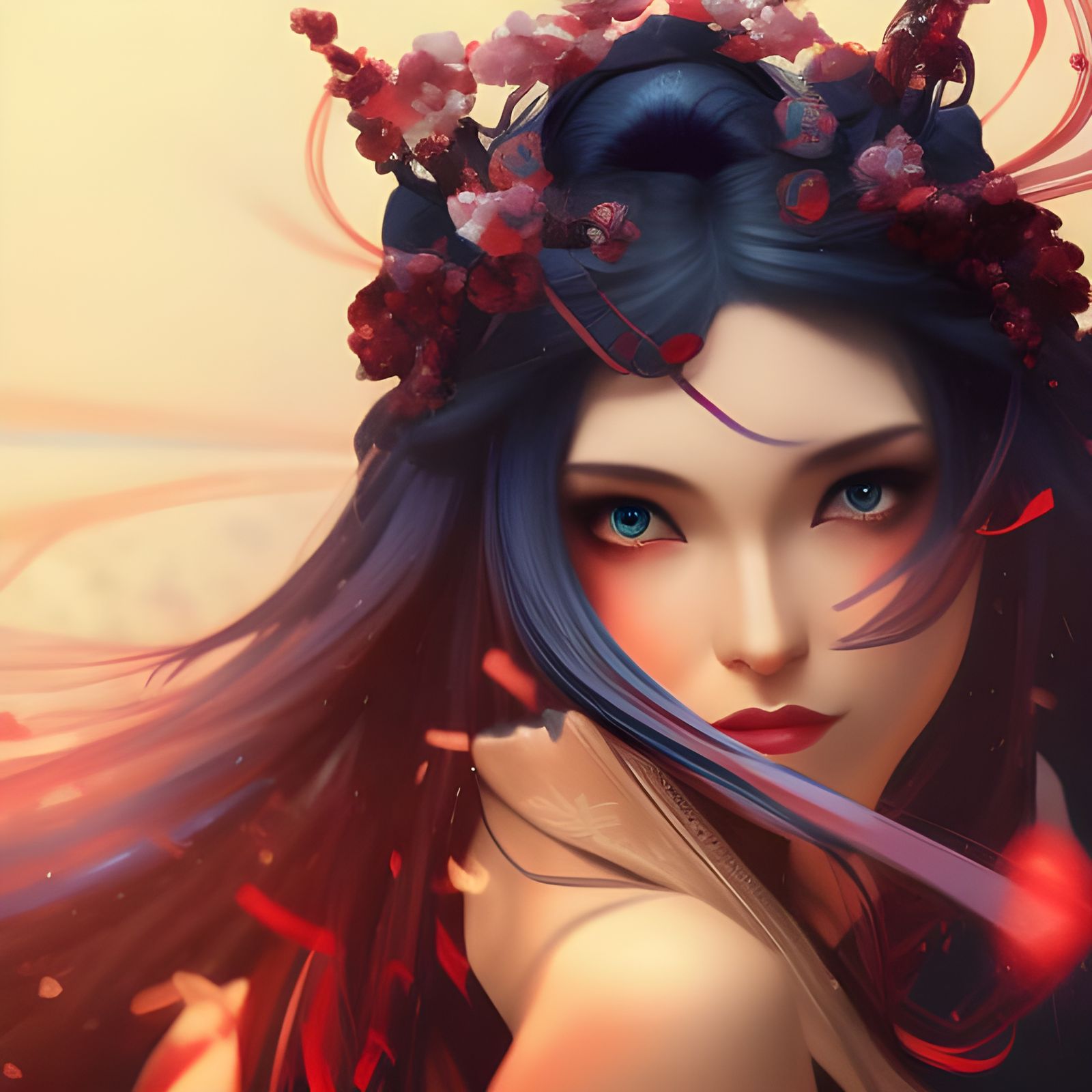 Cyberpunk Geisha Ninja Portrait in 8K Resolution