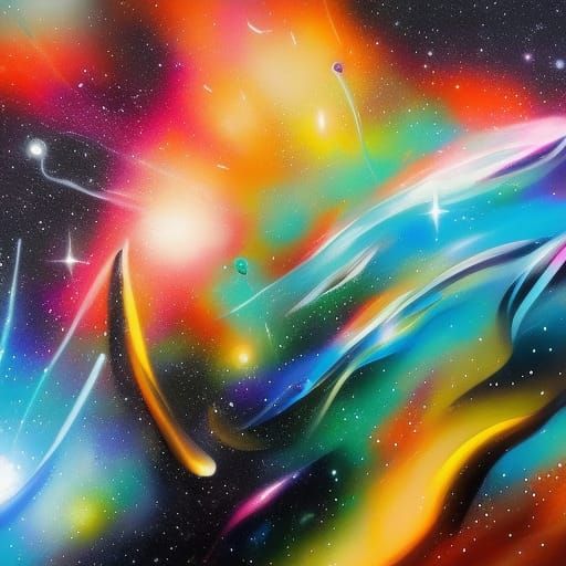 beautiful space galaxy imagination, graffiti art, splash art, street