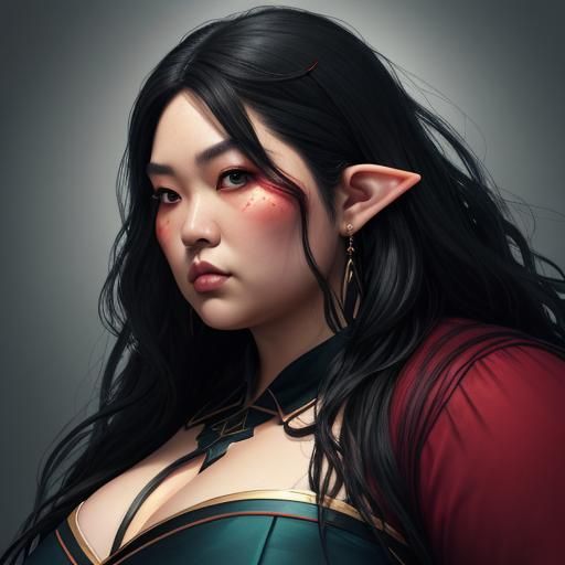 Fat, plus-size, chubby arms, half-Japanese half-Caucasian wo...