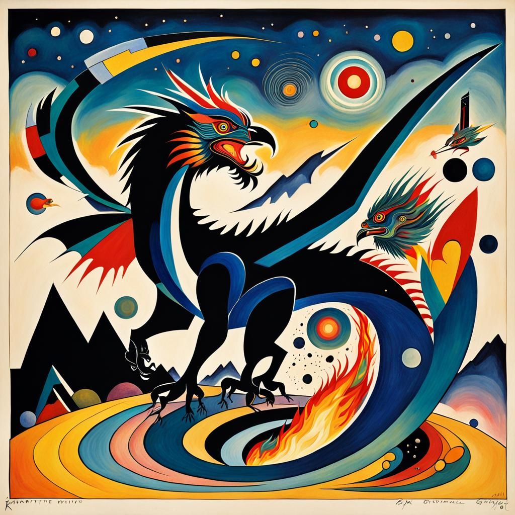 narrative art picture in a picture lots of surreal fire brea...