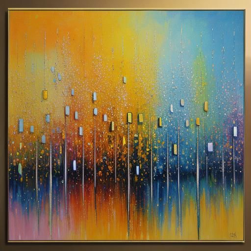 Long chimes abstract painting dotted sparkles gilter shiney