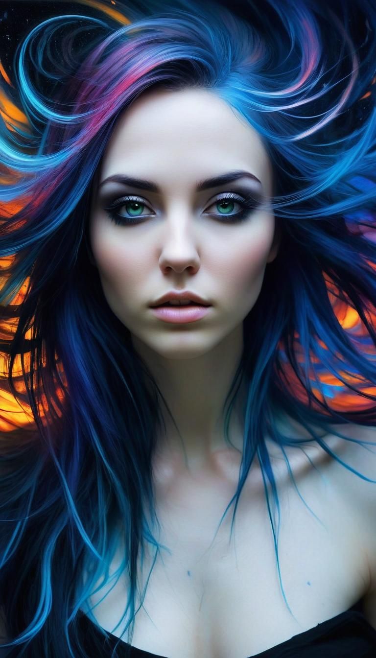 Ethereal Emo Woman: A Neo-Romantic Oil Painting