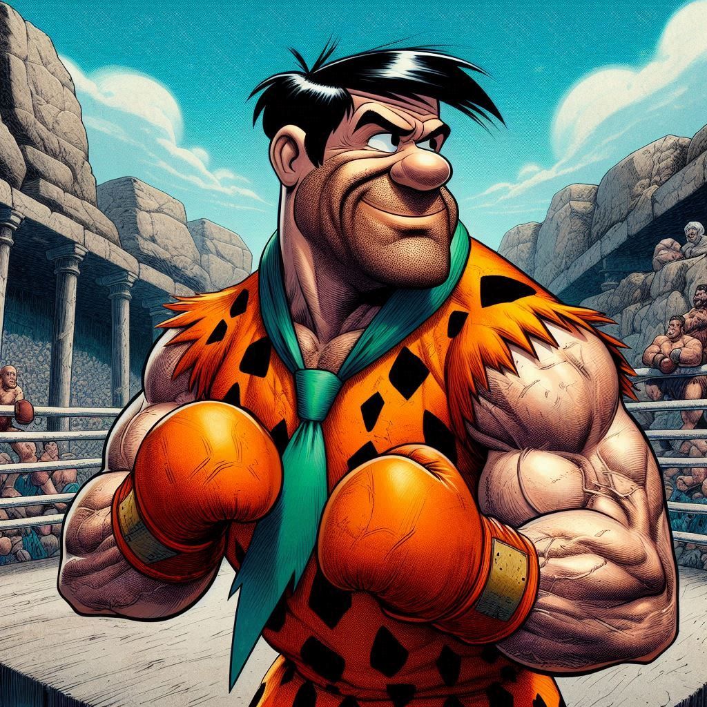 Prehistoric Prizefighter with his signature Yabba-Jabba-Hook